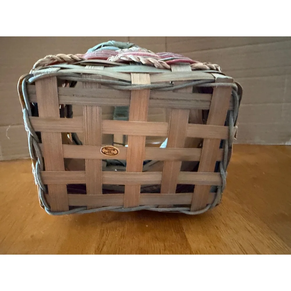 Nautical Woven Splint Basket Hand Painted Lighthouse Sailboat Anchor Decor